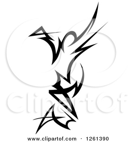 Clipart of a Black and White Tribal Design Element - Royalty Free Vector Illustration by Chromaco