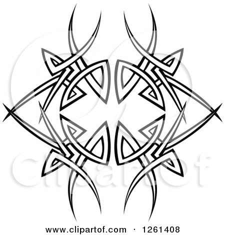 Clipart of a Black and White Tribal Design Element - Royalty Free Vector Illustration by Chromaco