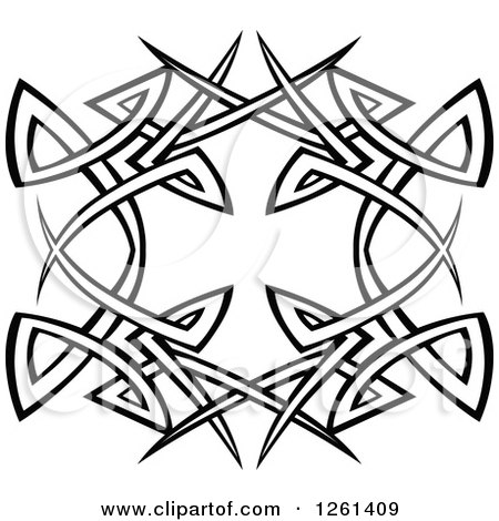 Clipart of a Black and White Tribal Frame Design Element - Royalty Free Vector Illustration by Chromaco