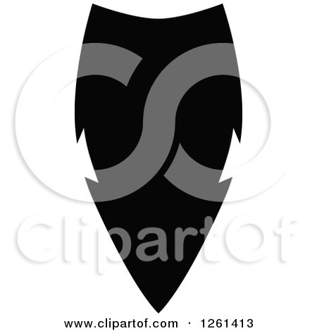 Clipart of a Black and White Shield Badge - Royalty Free Vector Illustration by Chromaco