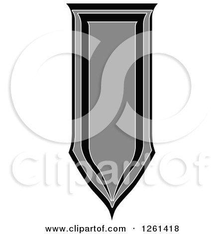 Clipart of a Grayscale Shield Badge - Royalty Free Vector Illustration by Chromaco