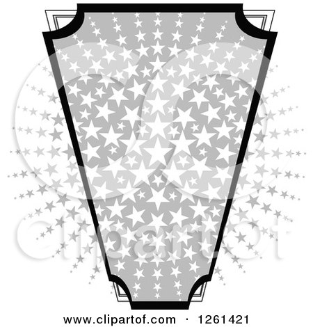 Clipart of a Grayscale Star Burst Badge - Royalty Free Vector Illustration by Chromaco