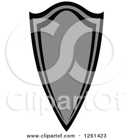 Clipart of a Grayscale Shield Badge - Royalty Free Vector Illustration by Chromaco