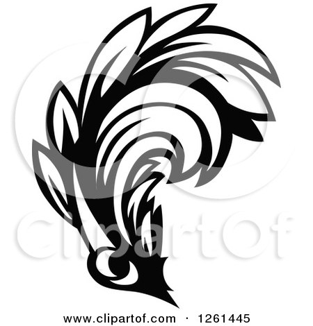 Clipart of a Black and White Floral Flourish Design Element - Royalty Free Vector Illustration by Chromaco