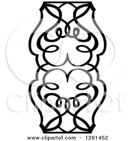 Clipart of a Black and White Ornate Swirl Design Element - Royalty Free Vector Illustration by Chromaco