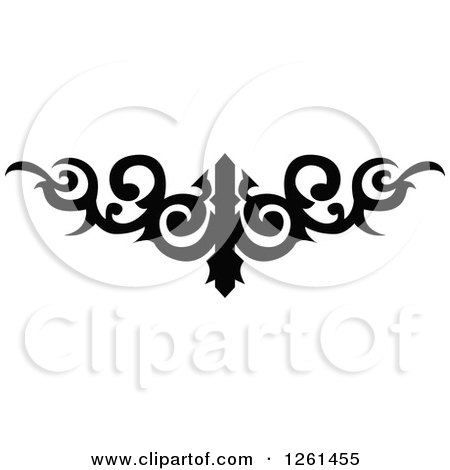 Clipart of a Black and White Ornate Swirl Design Element - Royalty Free Vector Illustration by Chromaco