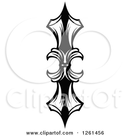 Clipart of a Black and White Ornate Design Element - Royalty Free Vector Illustration by Chromaco