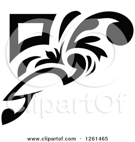 Clipart of a Black and White Corner Border Design Element - Royalty Free Vector Illustration by Chromaco