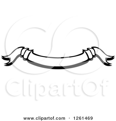 Clipart of a Black and White Curved Ribbon Banner - Royalty Free Vector Illustration by Chromaco