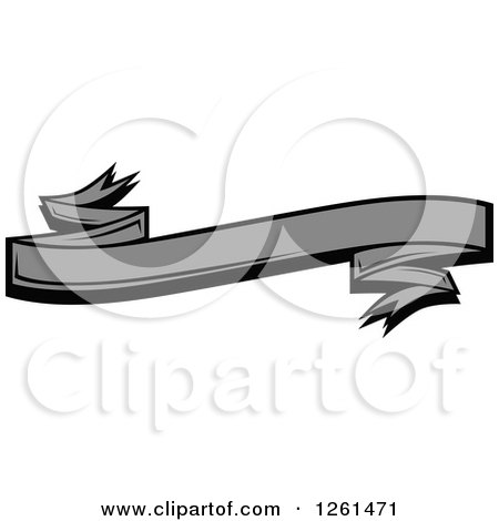 Clipart of a Grayscale Ribbon Banner Design Element - Royalty Free Vector Illustration by Chromaco