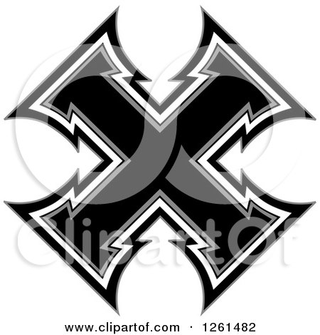 Clipart of a Black Gray and White X Cross - Royalty Free Vector Illustration by Chromaco