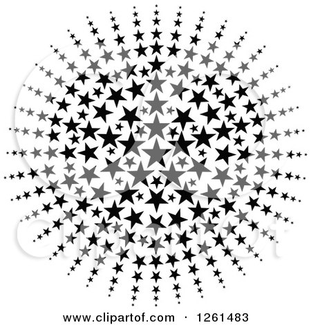Clipart of a Black and White American Star Burst - Royalty Free Vector Illustration by Chromaco