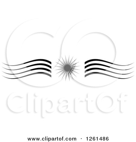 Clipart of a Black and White Sun and Wave Border - Royalty Free Vector Illustration by Chromaco