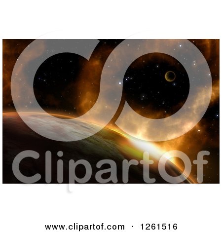 Clipart of a 3d Exploding Planet and Star Background - Royalty Free Vector Illustration by KJ Pargeter
