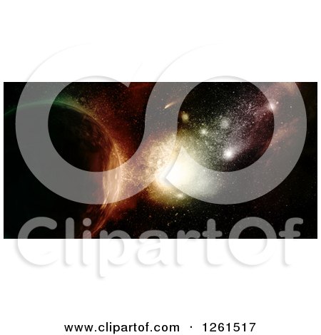Clipart of a 3d Nebula and Planet - Royalty Free Vector Illustration by KJ Pargeter