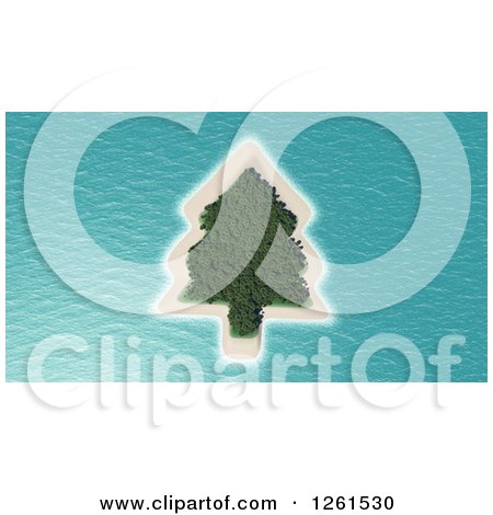 Clipart of a 3d Aerial View of a Christmas Tree Shaped Island - Royalty Free Vector Illustration by KJ Pargeter