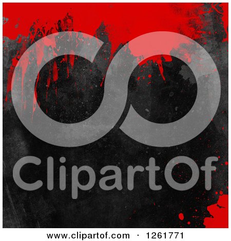 Clipart of a Black Grunge Texture with Blood Splatters - Royalty Free Illustration by KJ Pargeter