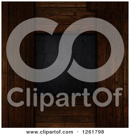 Clipart of a 3d Wood Frame Around Perforated Metal - Royalty Free Illustration by KJ Pargeter