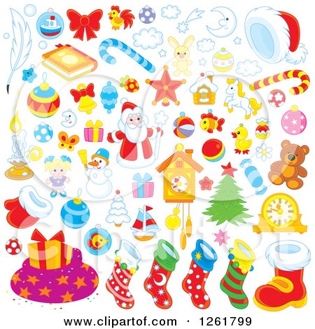 Clipart of Christmas Items - Royalty Free Vector Illustration by Alex Bannykh