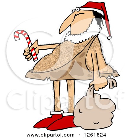 Clipart of a Hairy Caveman Santa - Royalty Free Vector Illustration by djart