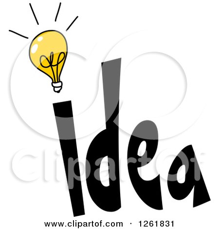 Clipart of a Shining Lightbulb As the Dot in the Word IDEA - Royalty Free Vector Illustration by yayayoyo