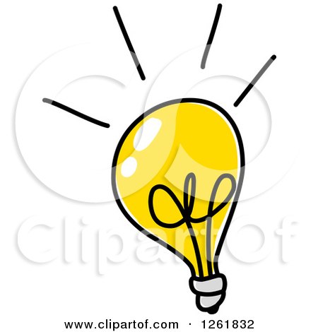 Clipart of a Shining Bright Yellow Light Bulb - Royalty Free Vector Illustration by yayayoyo