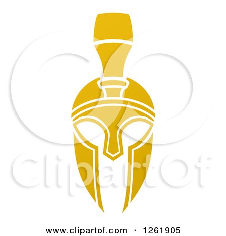Clipart of a Gold Spartan Trojan Helmet - Royalty Free Vector Illustration by AtStockIllustration