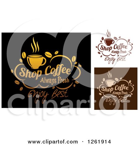 Clipart of Shop Coffee Always Fresh Enjoy Best Designs - Royalty Free Vector Illustration by Vector Tradition SM