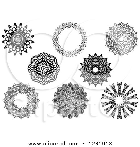 Clipart of Black and White Lace Circle Designs - Royalty Free Vector Illustration by Vector Tradition SM