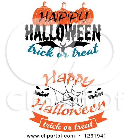Clipart of Happy Halloween Trick or Treat Designs - Royalty Free Vector Illustration by Vector Tradition SM