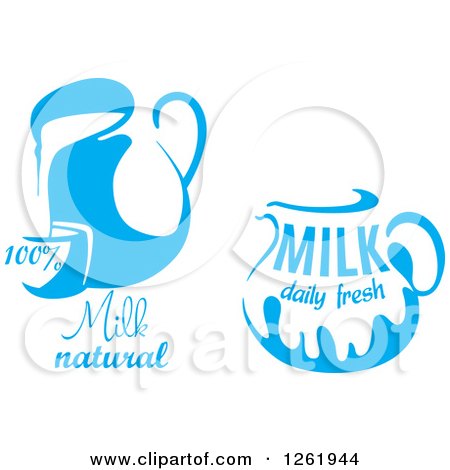 Clipart of Blue Milk Pitchers - Royalty Free Vector Illustration by Vector Tradition SM