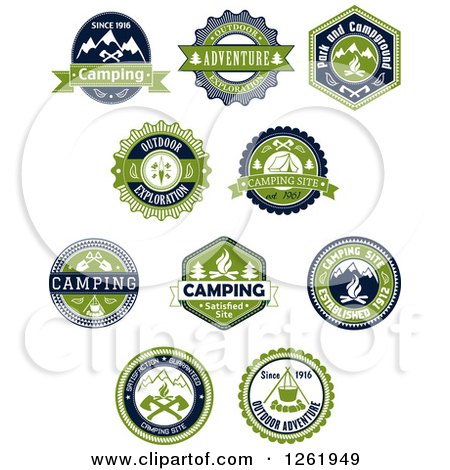 Clipart of Green Camping Designs - Royalty Free Vector Illustration by Vector Tradition SM