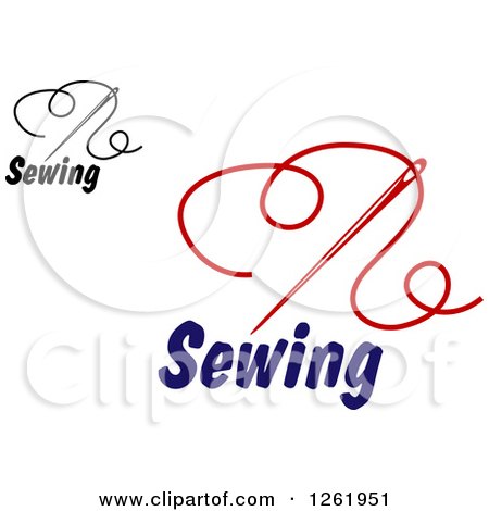 Clipart of Sewing Needles and Thread over Text - Royalty Free Vector Illustration by Vector Tradition SM