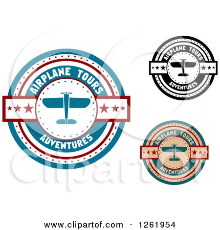 Clipart of Airplane Tours Designs - Royalty Free Vector Illustration by Vector Tradition SM