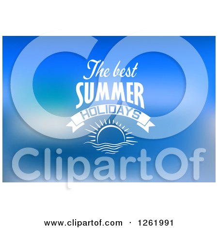 Clipart of the Best Summer Holidays Text over a Sun on Blue - Royalty Free Vector Illustration by Vector Tradition SM