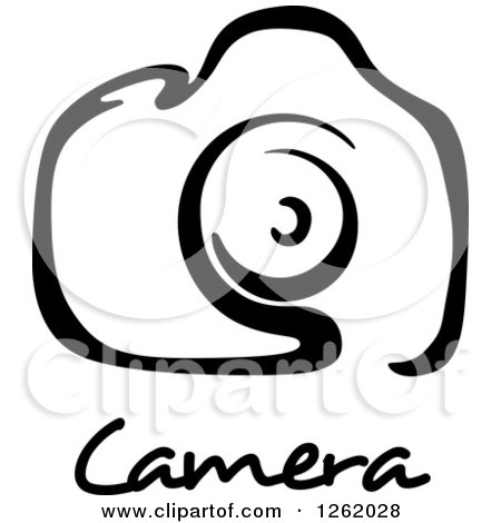 Clipart of a Black and White Camera over Text - Royalty Free Vector Illustration by Vector Tradition SM