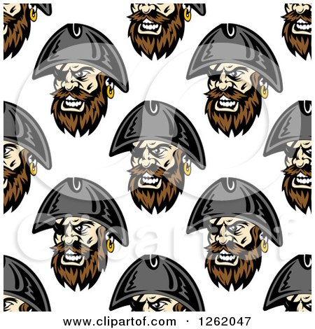 Clipart of a Seamless Background Pattern of Male Pirate Faces - Royalty Free Vector Illustration by Vector Tradition SM