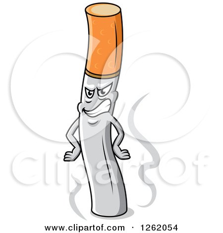 Clipart of a Grinning Cigarette Character - Royalty Free Vector Illustration by Vector Tradition SM