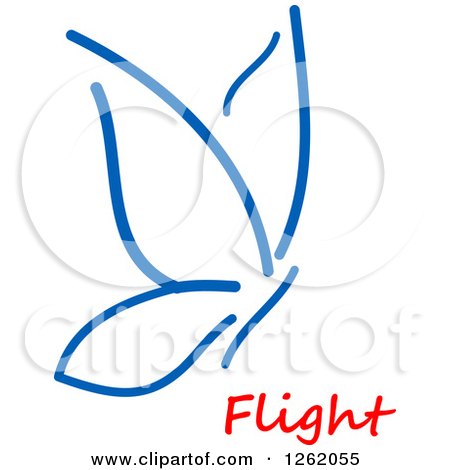 Clipart of a Blue Butterfly over Flight Text - Royalty Free Vector Illustration by Vector Tradition SM