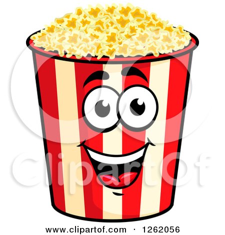 Clipart of a Happy Popcorn Bucket Character - Royalty Free Vector Illustration by Vector Tradition SM