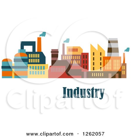 Clipart of a Colorful Factory over Text - Royalty Free Vector Illustration by Vector Tradition SM