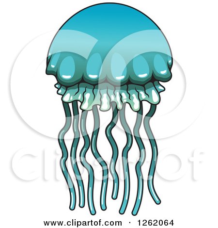 Clipart of a Blue and Green Jellyfish - Royalty Free Vector Illustration by Vector Tradition SM