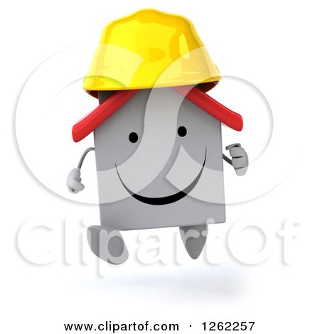 Clipart of a 3d White House Contractor Running - Royalty Free Illustration by Julos