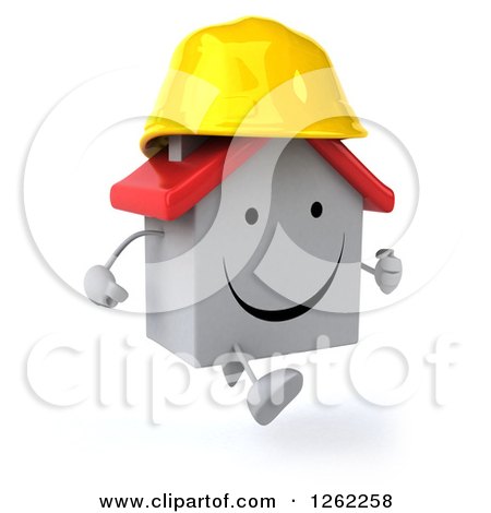 Clipart of a 3d White House Contractor Running - Royalty Free Illustration by Julos