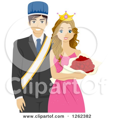 Clipart of a High School Homecoming or Prom King and Queen - Royalty Free Vector Illustration by BNP Design Studio