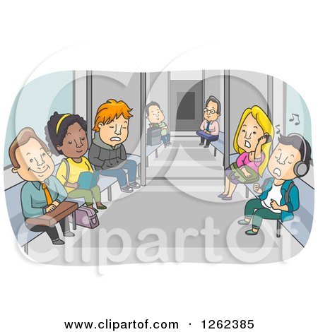 Clipart of People Riding the Subway Train - Royalty Free Vector Illustration by BNP Design Studio