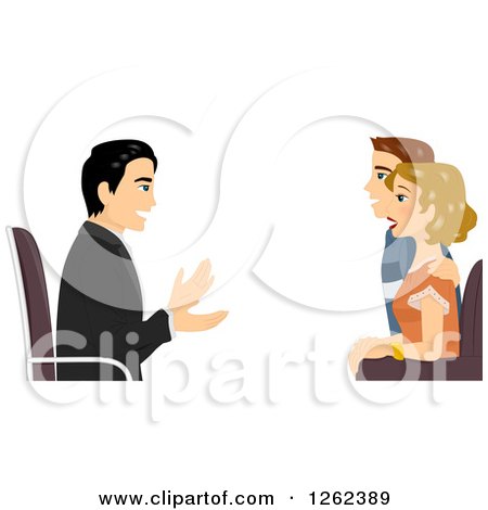 Clipart of a Counselor Talking to a Couple - Royalty Free Vector Illustration by BNP Design Studio