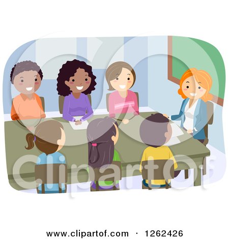 Clipart of People in a PTA Meeting - Royalty Free Vector Illustration by BNP Design Studio
