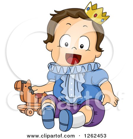 Clipart of a Brunette White Safari Boy Dressed As a Prince - Royalty Free Vector Illustration by BNP Design Studio