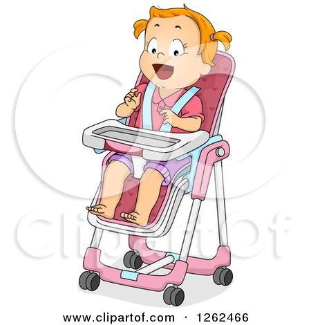 Clipart of a Red Haired White Toddler Girl in a High Chair - Royalty Free Vector Illustration by BNP Design Studio
